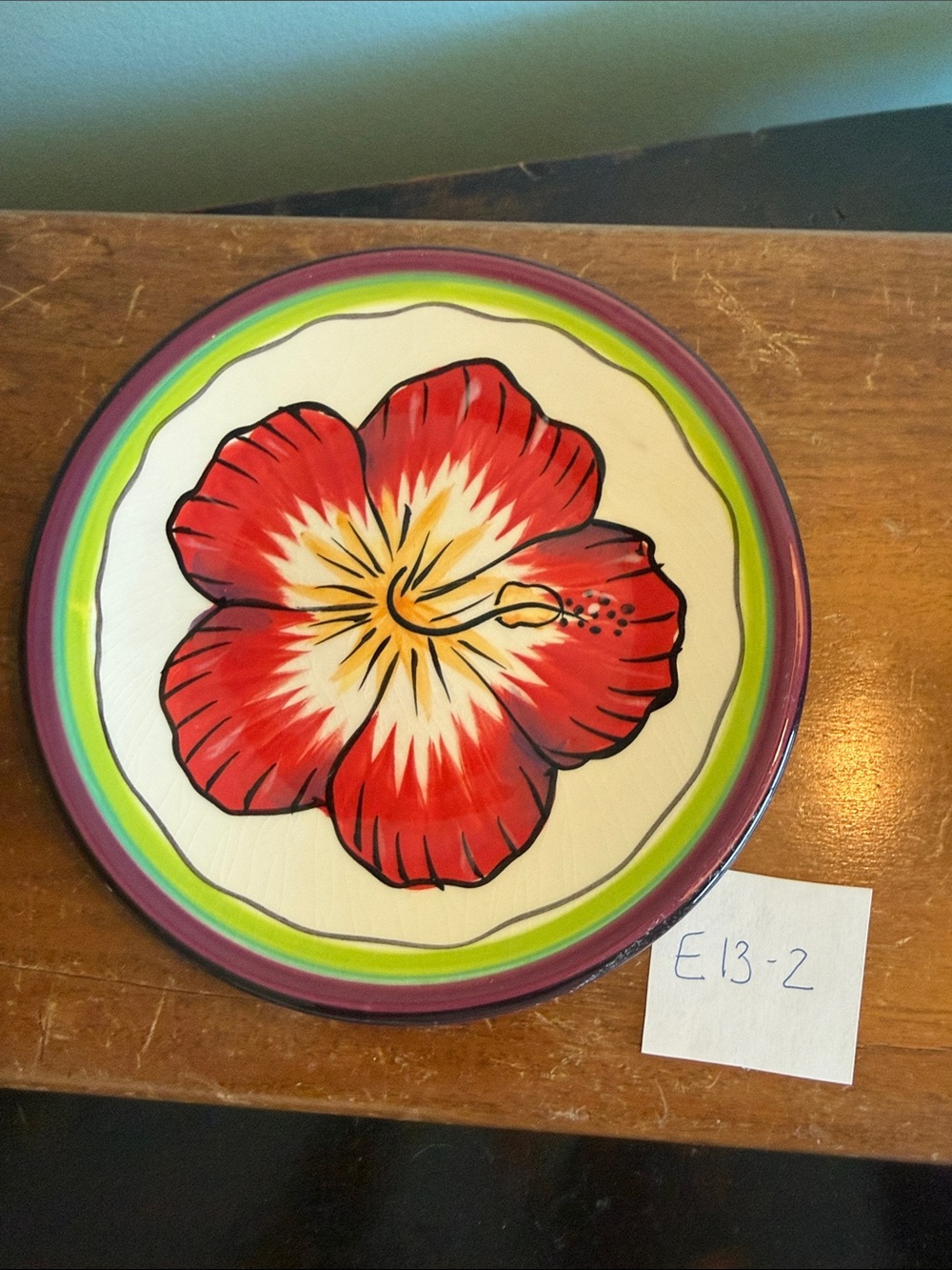 Hibiscus Pattern Appetizer Plate by Clay Art